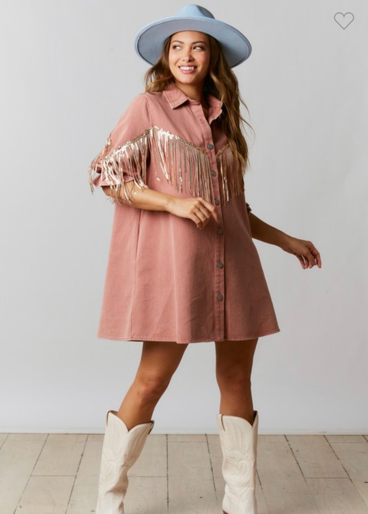 Sadie - Pink Rust Metallic Fridge Shacket Dress