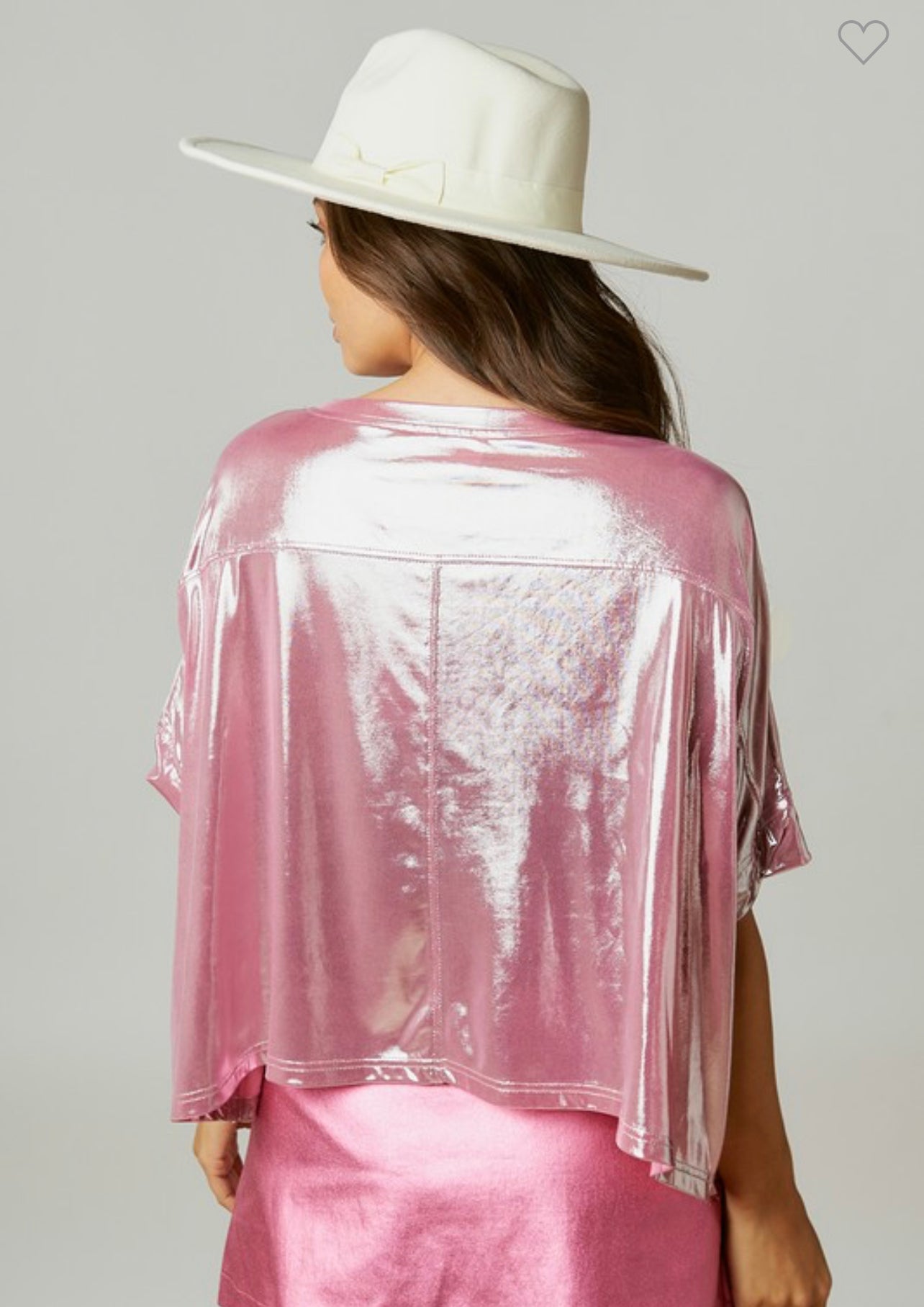 Ariana - Jumbo Sequin Disc Metallic Pink Oversized Crop Top
