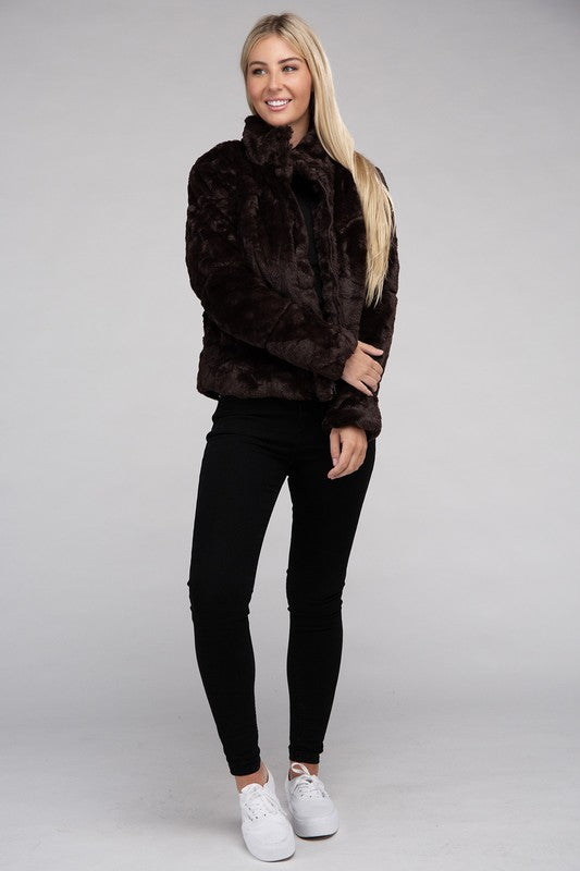 Claire - Fluffy Zip-Up Sweater Jacket