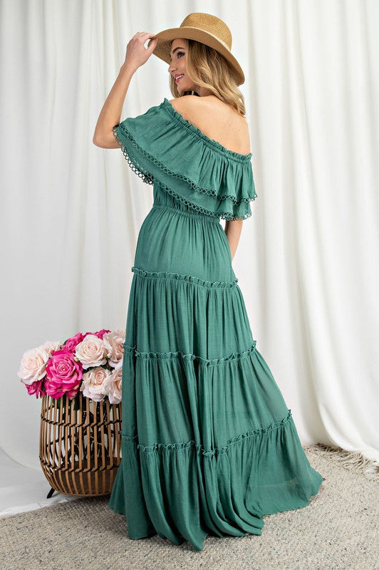 Sierra - Off the Shoulder Ruffle Maxi Dress