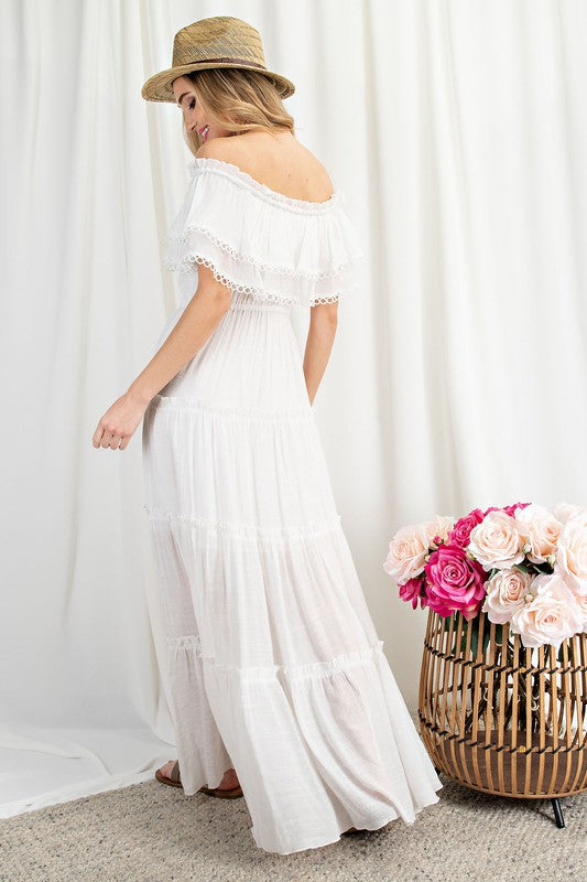 Sierra - Off the Shoulder Ruffle Maxi Dress