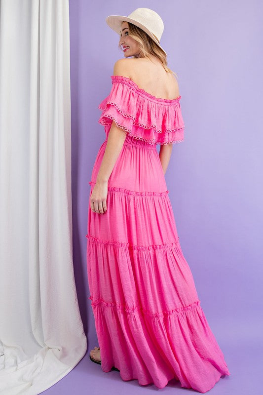 Sierra - Off the Shoulder Ruffle Maxi Dress