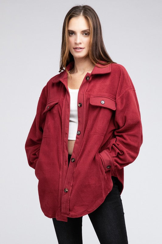 Charlie - Fleece Buttoned Down Oversized Jacket