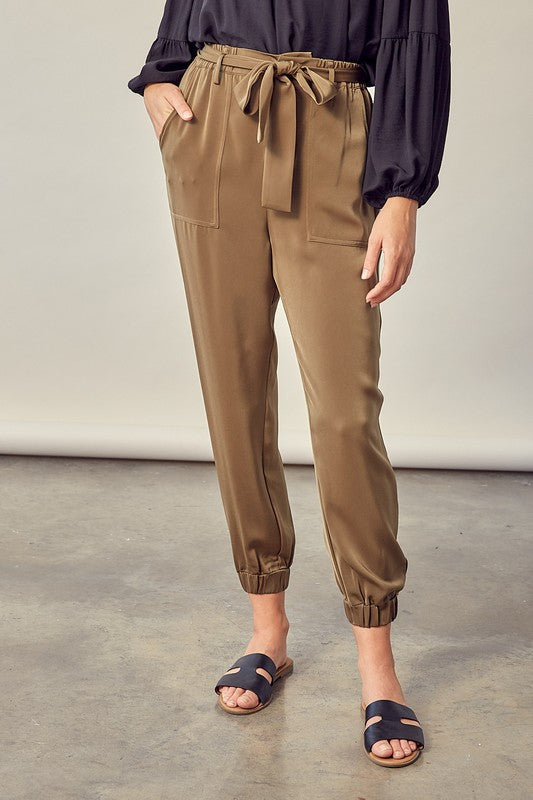 Veronica - Satin Pants with Belt