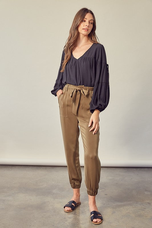 Veronica - Satin Pants with Belt