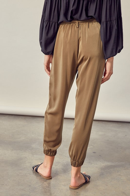 Veronica - Satin Pants with Belt