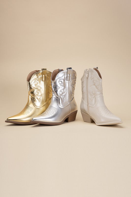 Callie - Metallic Western Booties