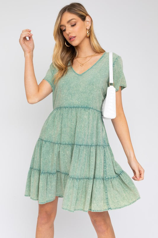 Ruthie - Washed Baby Doll Mini Dress