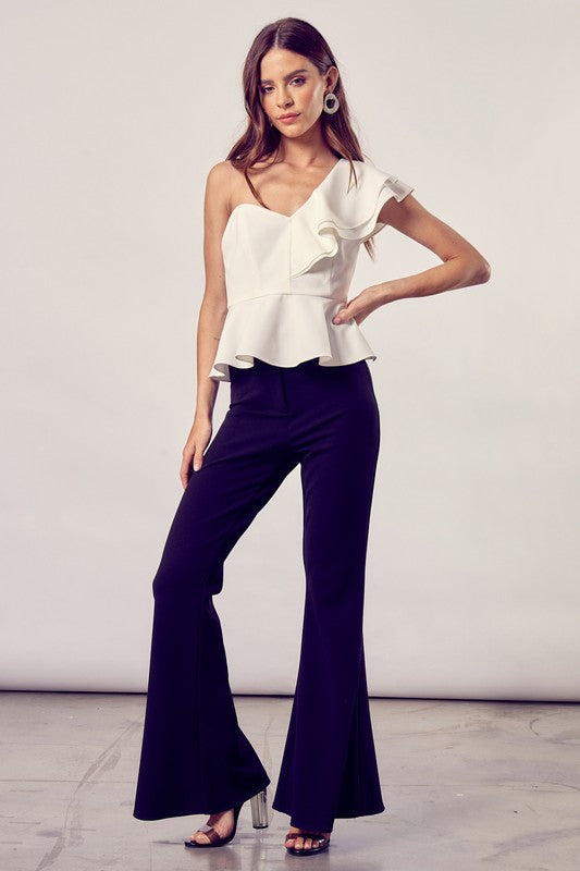 Ivy - One Shoulder Ruffle Peplum Top