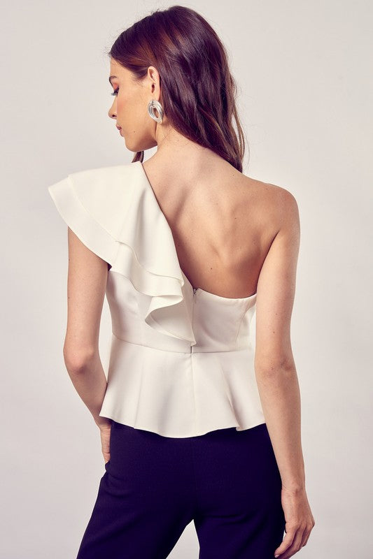 Ivy - One Shoulder Ruffle Peplum Top