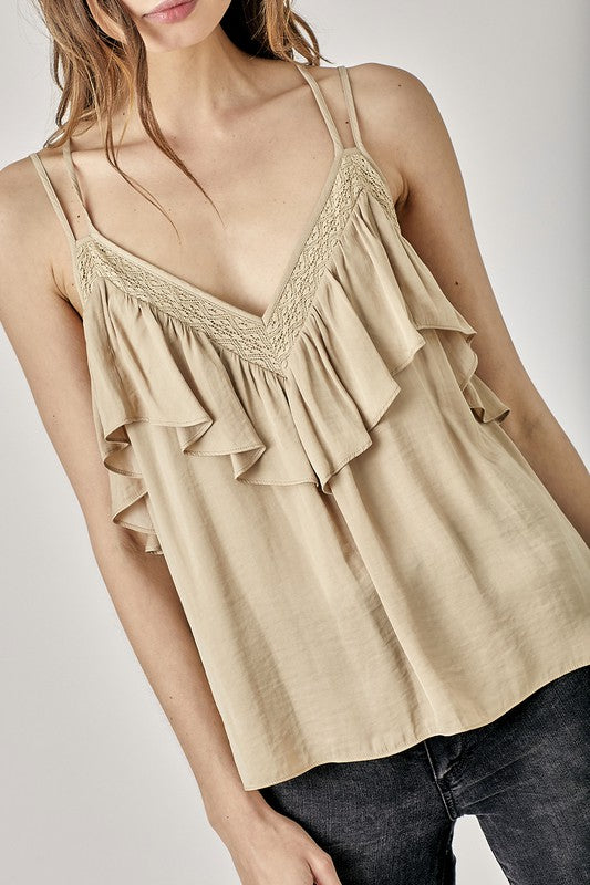 Emily - Trim Detail with Ruffle Cami Top