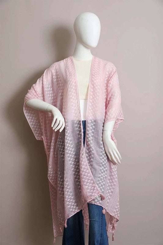 Trinity - Pom Trimmed Jacquard Kimono