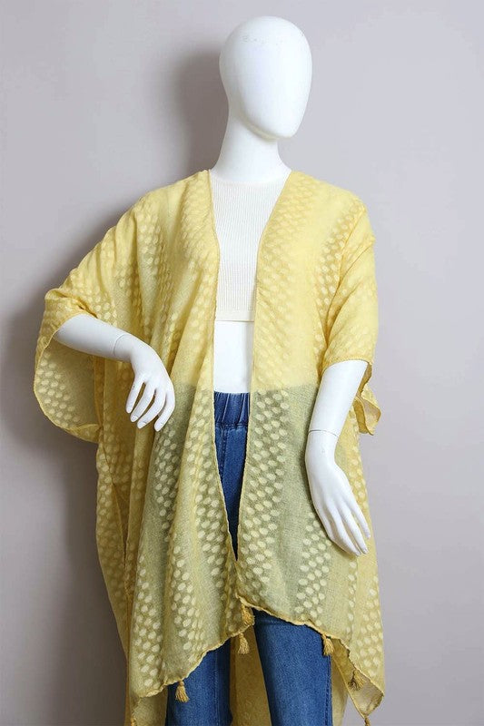 Trinity - Pom Trimmed Jacquard Kimono