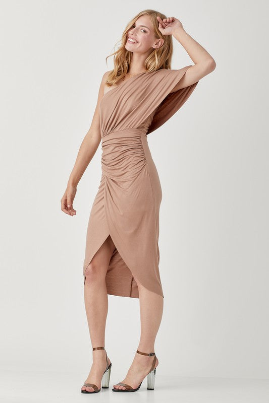 Nicola - One Shoulder Drape Jersey Dress