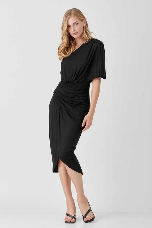 Nicola - One Shoulder Drape Jersey Dress