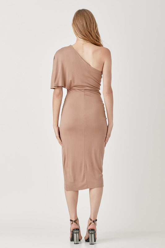 Nicola - One Shoulder Drape Jersey Dress