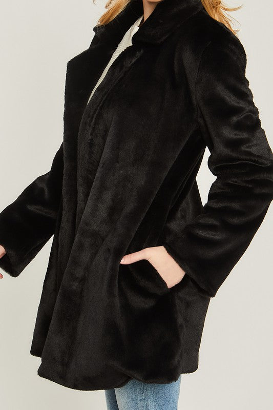 Kerri - Woven Solid Teddy Collar Coat