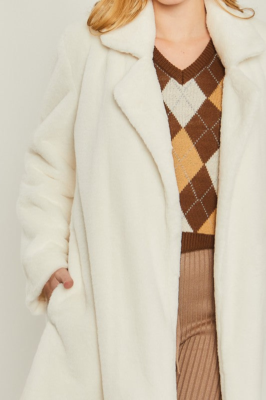 Kerri - Woven Solid Teddy Collar Coat