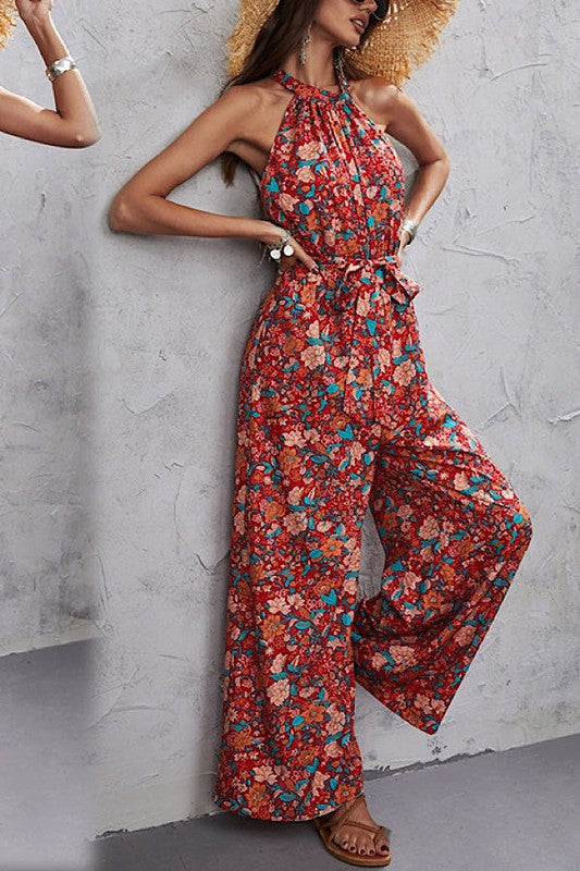 Maya - Floral Halter Jumpsuit