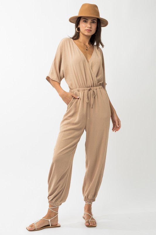 Lexi - Dolman Sleeve Surplice Jumpsuit