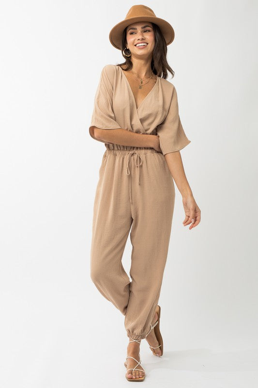 Lexi - Dolman Sleeve Surplice Jumpsuit