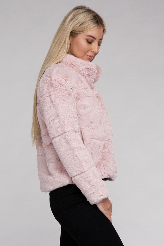 Claire - Fluffy Zip-Up Sweater Jacket