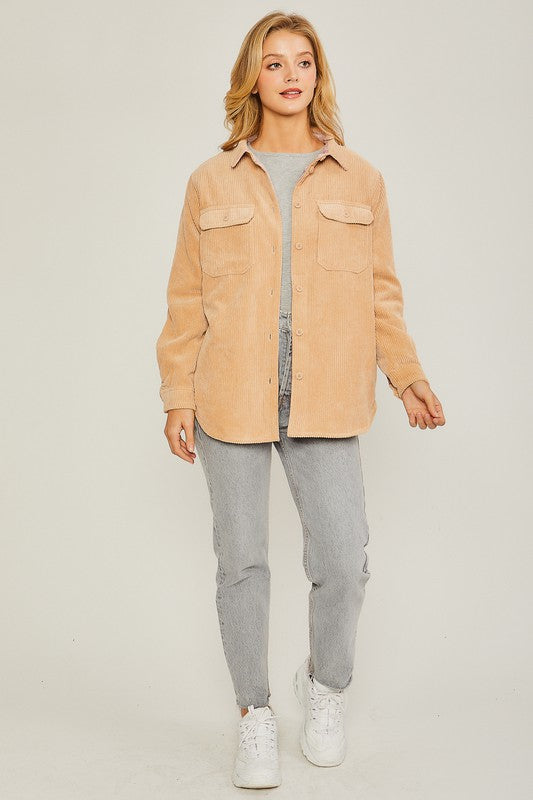 Alyson - Corduroy Reversible Button Down Jacket