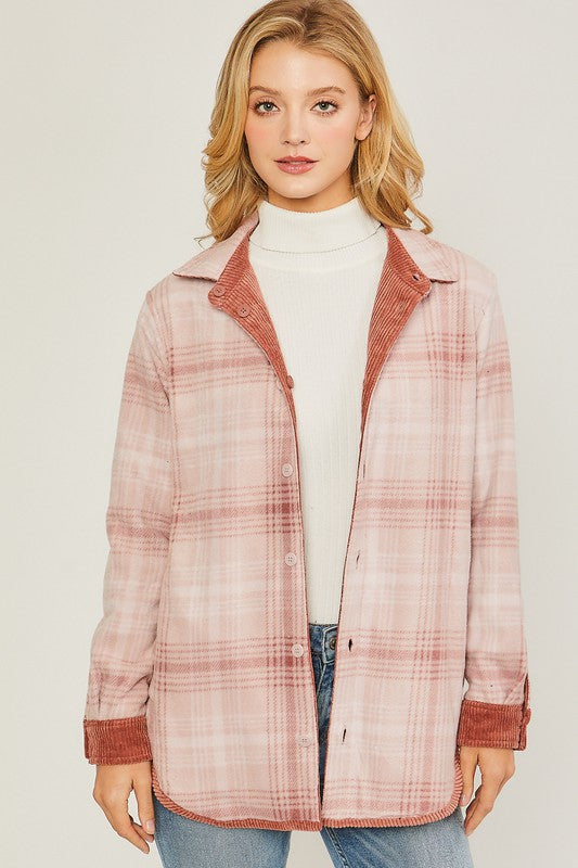 Alyson - Corduroy Reversible Button Down Jacket