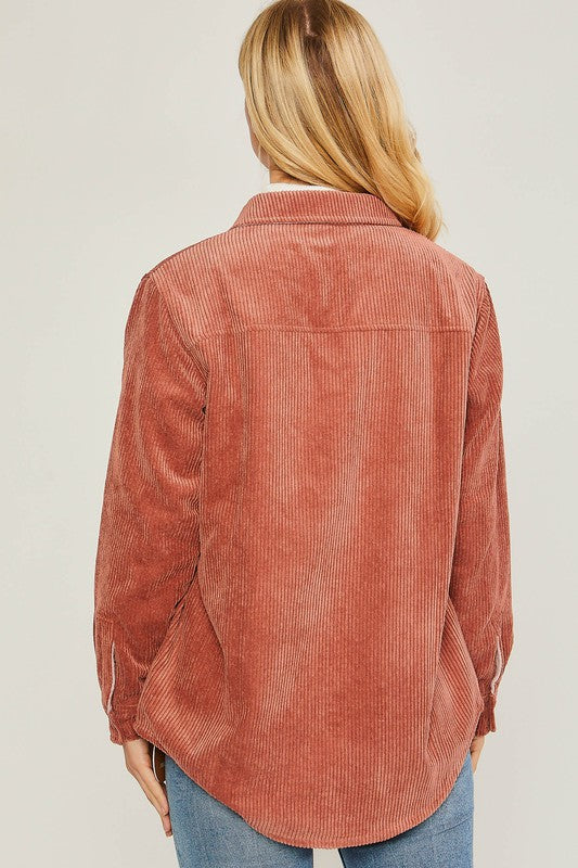 Alyson - Corduroy Reversible Button Down Jacket