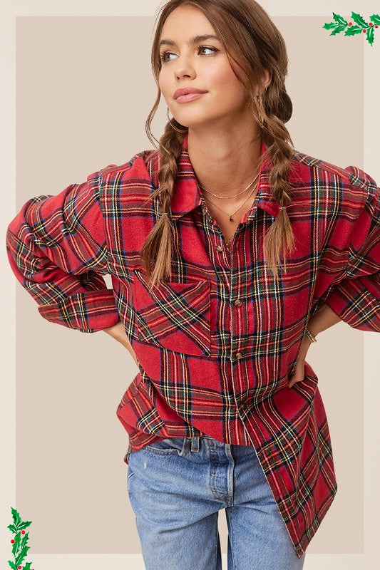 Avril - Red Plaid Button Down Shirt