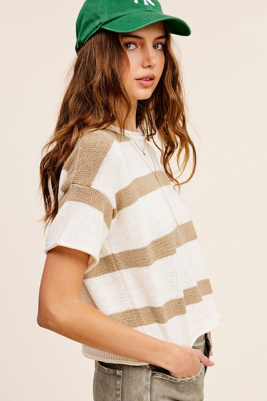 Parker - Lightweight Stripe Sweater Short Sleeve Top