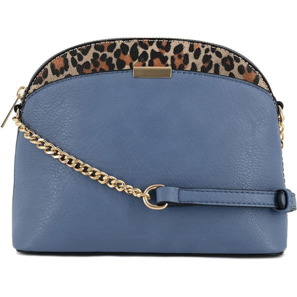 Dina - Leopard Accent Small Dome Crossbody Bag