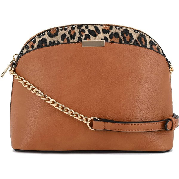 Dina - Leopard Accent Small Dome Crossbody Bag