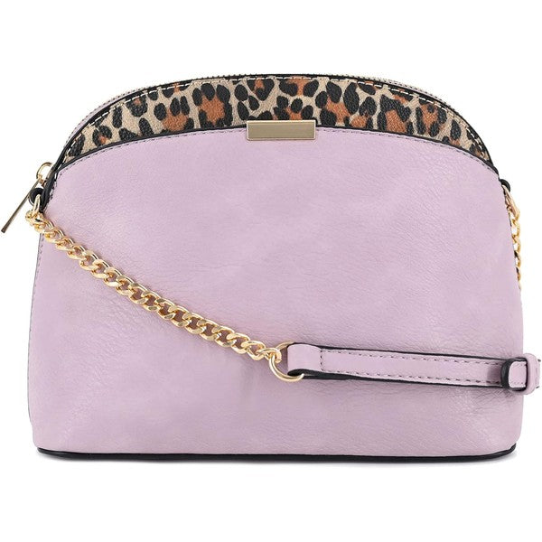 Dina - Leopard Accent Small Dome Crossbody Bag