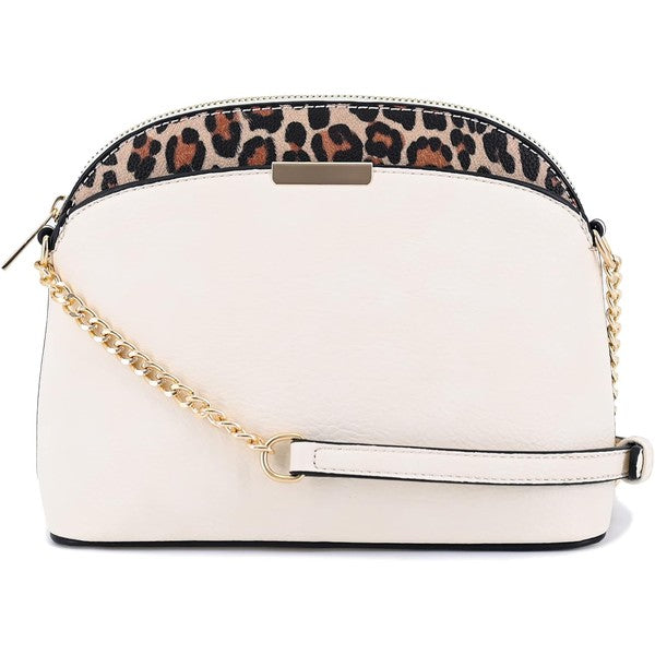 Dina - Leopard Accent Small Dome Crossbody Bag