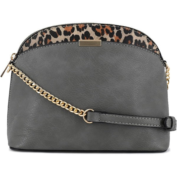 Dina - Leopard Accent Small Dome Crossbody Bag