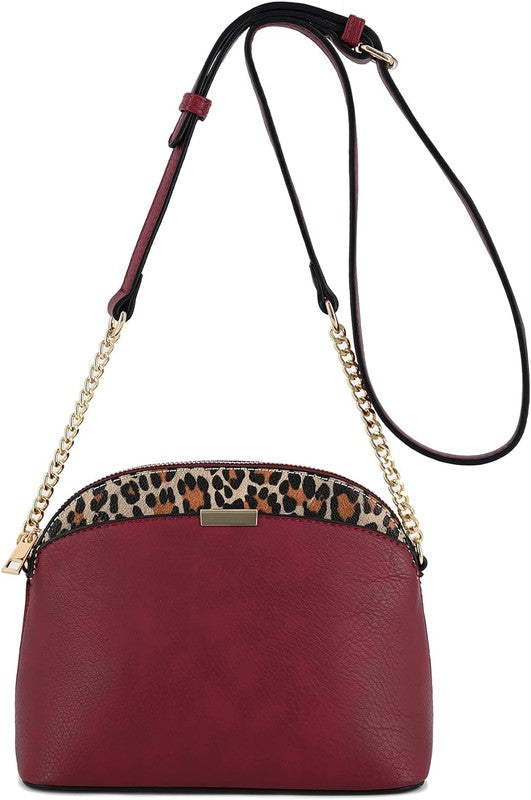 Dina - Leopard Accent Small Dome Crossbody Bag