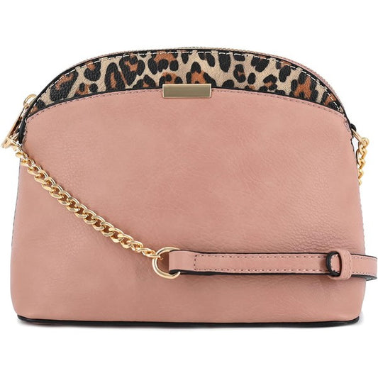 Dina - Leopard Accent Small Dome Crossbody Bag