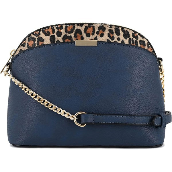 Dina - Leopard Accent Small Dome Crossbody Bag