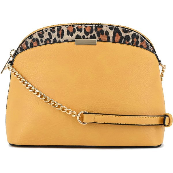 Dina - Leopard Accent Small Dome Crossbody Bag