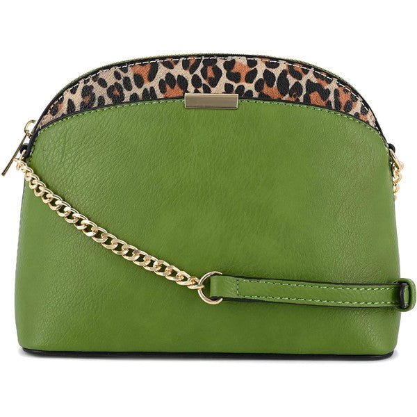 Dina - Leopard Accent Small Dome Crossbody Bag