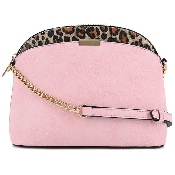 Dina - Leopard Accent Small Dome Crossbody Bag