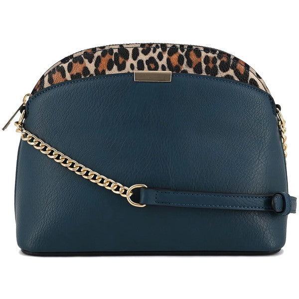 Dina - Leopard Accent Small Dome Crossbody Bag