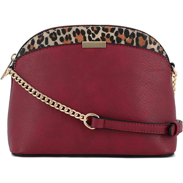 Dina - Leopard Accent Small Dome Crossbody Bag