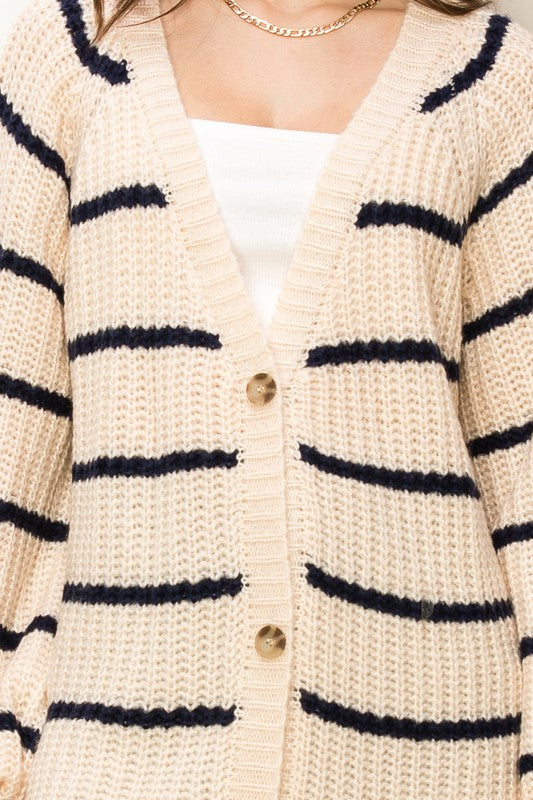 Susie - Oversized Striped Sweater Cardigan