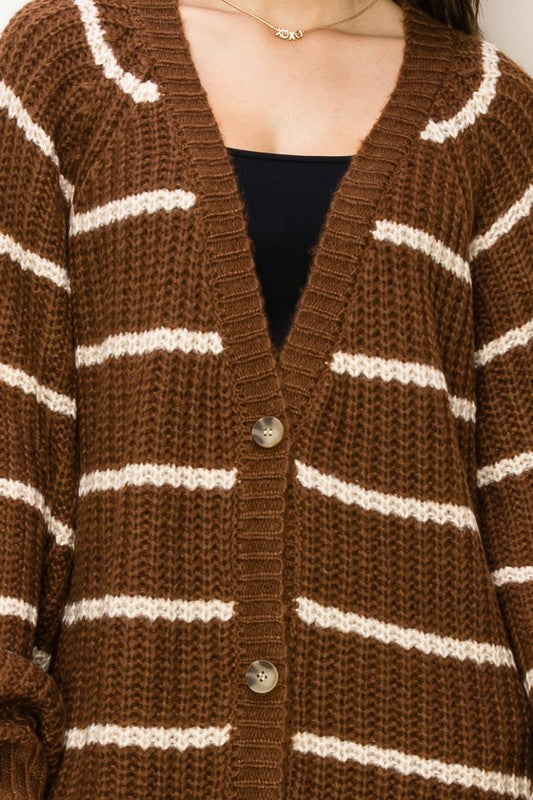 Susie - Oversized Striped Sweater Cardigan