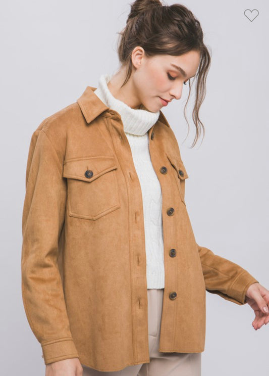 Nora - Camel Suede Shacket