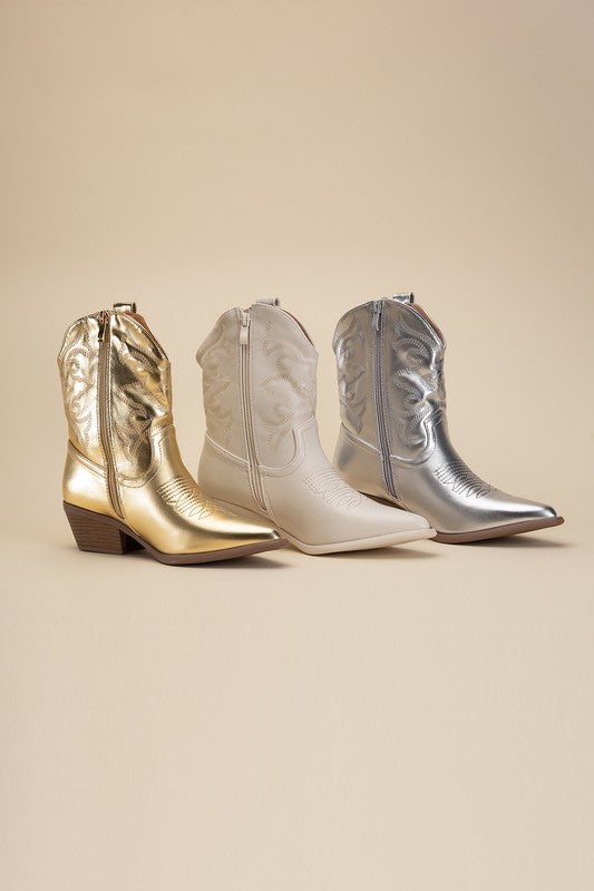 Callie - Metallic Western Booties