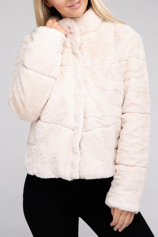 Claire - Fluffy Zip-Up Sweater Jacket