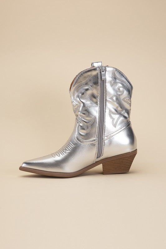 Callie - Metallic Western Booties